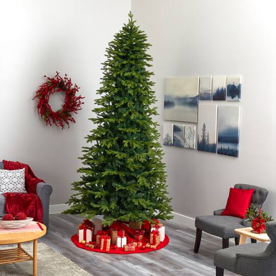 10ft. Pre-Lit Belgium Fir Artificial Christmas Tree, Clear LED Lights